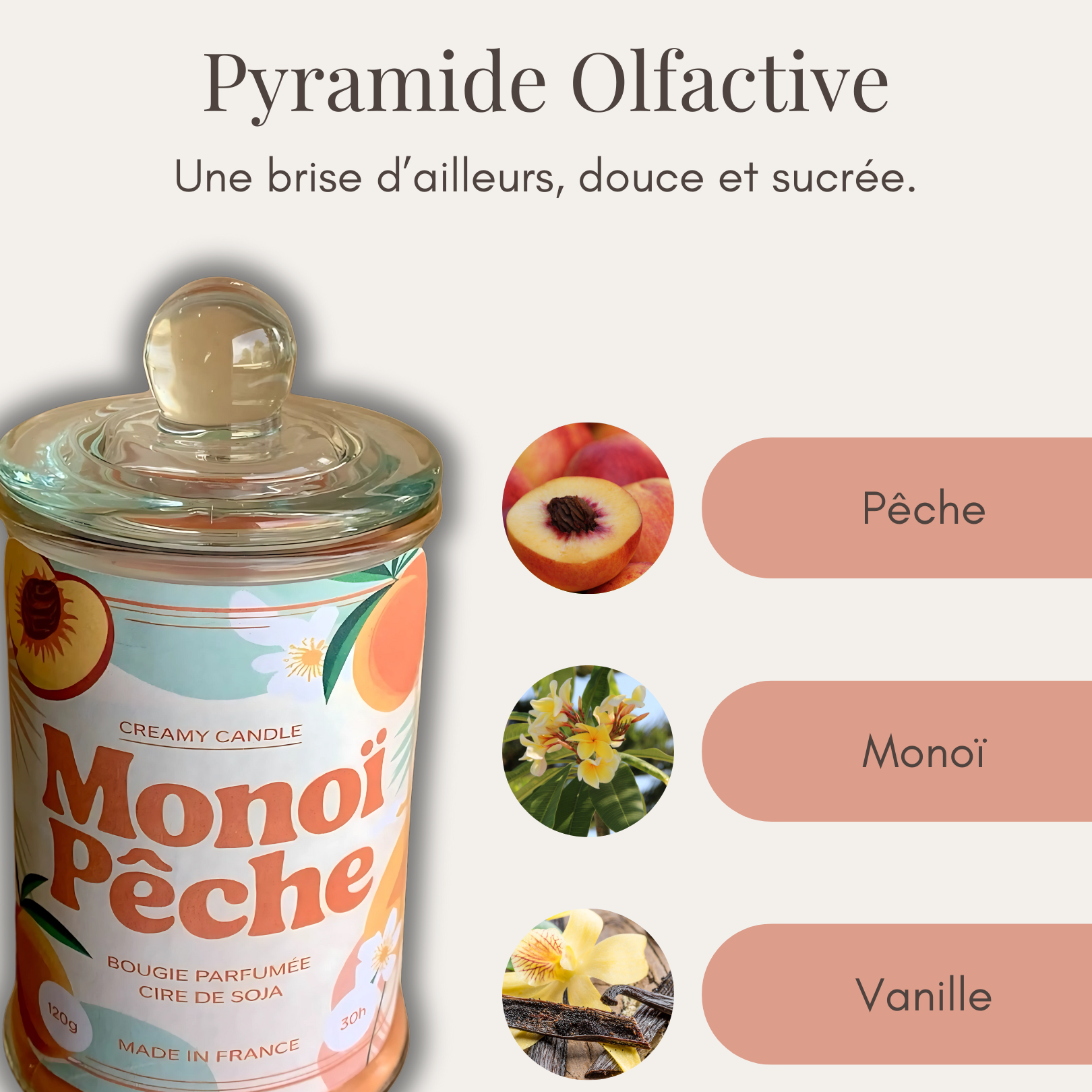 Bougie Parfumée - Monoï Pêche