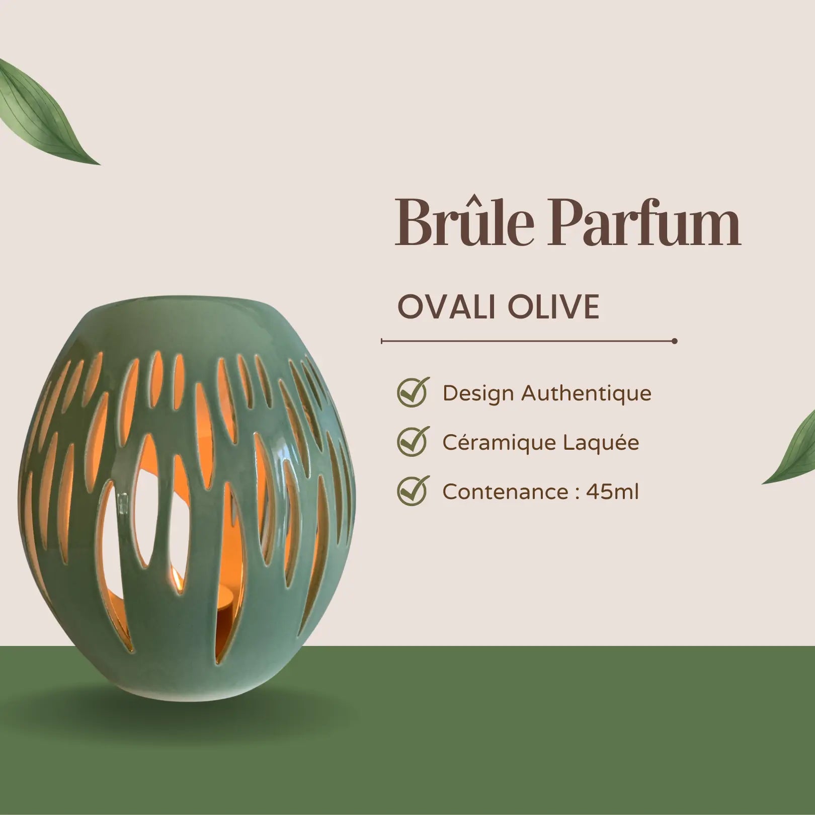 Brûle Parfum "Ovali" Olive Creamy Candle