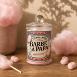 Bougie parfumée Barbe à Papa en cire de soja avec barbe à papa rose