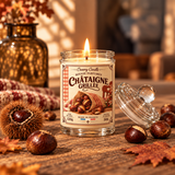 Bougie parfumée artisanale Châtaigne Grillée - Cire de soja - Parfum de Grasse