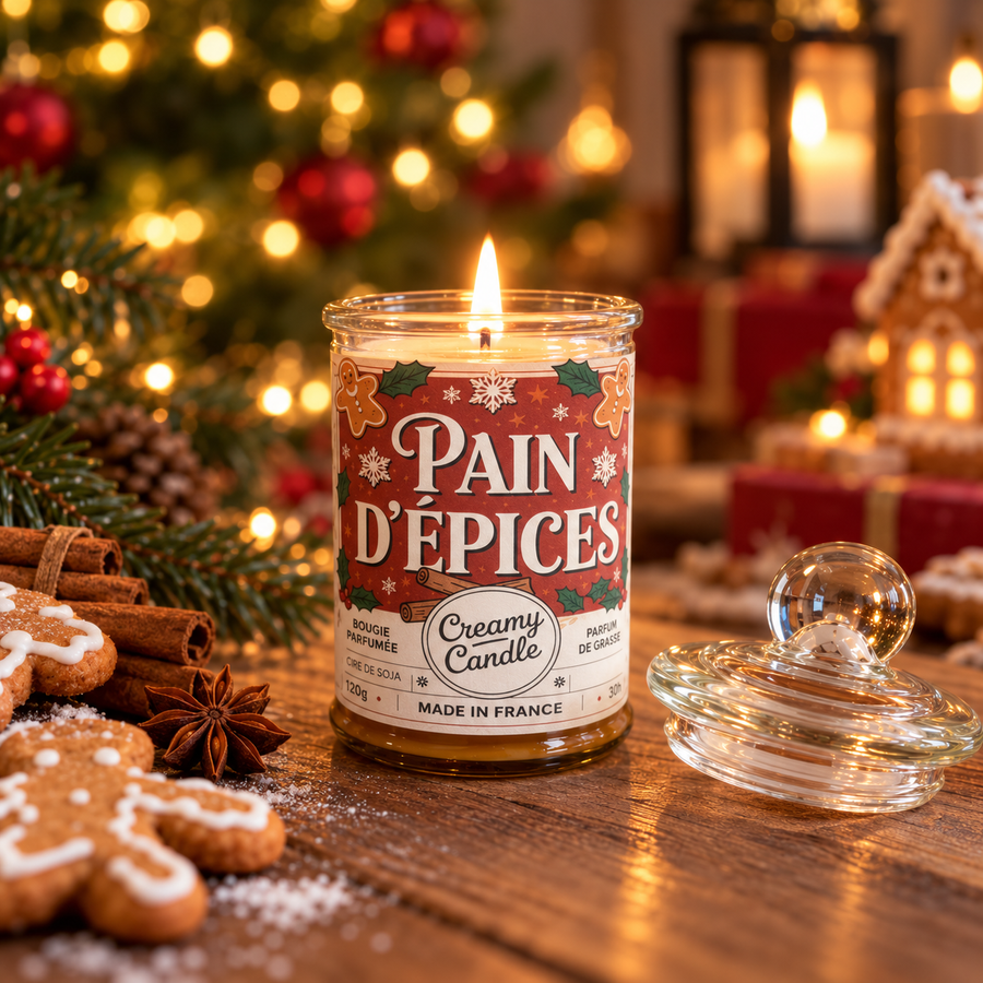 Bougie parfumée artisanale Pain d'Épices - Cire de soja - Parfum de Grasse