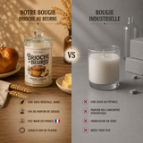Comparatif entre une bougie artisanale Brioche au Beurre en cire de soja et une bougie industrielle