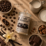 Bougie parfumée Café Bistrot avec ses notes olfactives de café, praliné, vanille et chocolat
