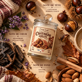 Bougie parfumée artisanale Châtaigne Grillée - Cire de soja - Parfum de Grasse