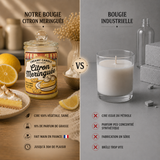 Comparatif entre une bougie artisanale Citron Meringuée en cire de soja et une bougie industrielle