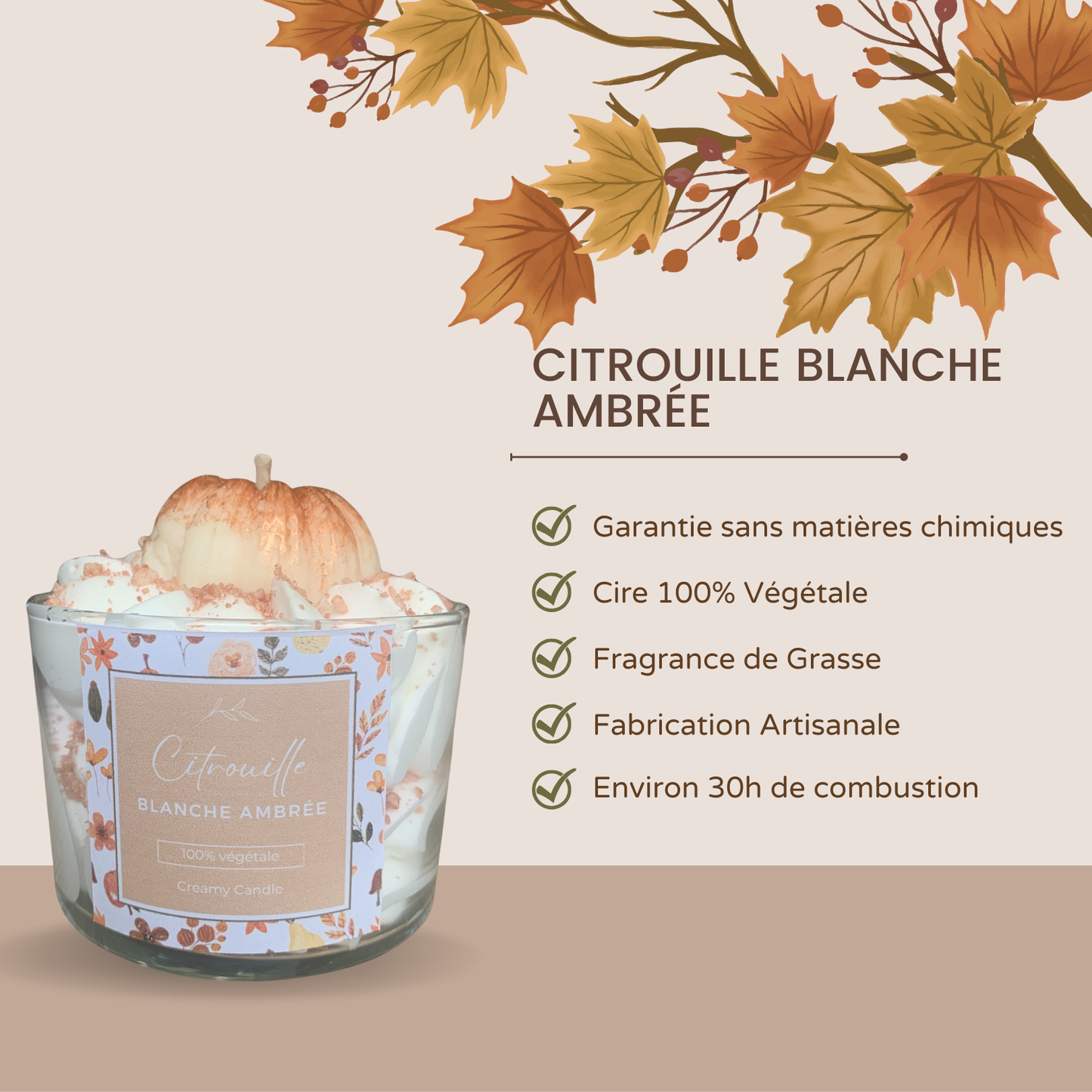 Bougie Citrouille Blanche Ambrée