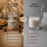 Comparatif entre une bougie artisanale Clafoutis en cire de soja et une bougie industrielle