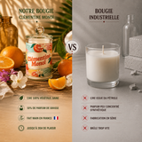 Comparatif entre une bougie parfumée artisanale Clémentine Monoï en cire de soja et une bougie industrielle