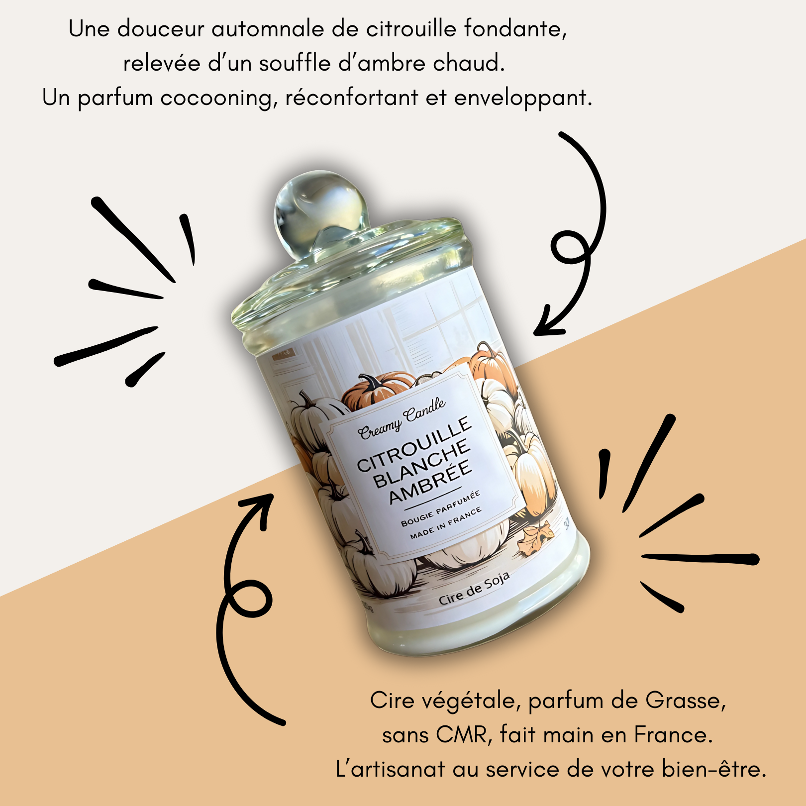 Bougie Parfumée - Citrouille Blanche Ambrée