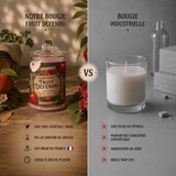 Comparatif entre une bougie artisanale Fruit Défendu en cire de soja et une bougie industrielle