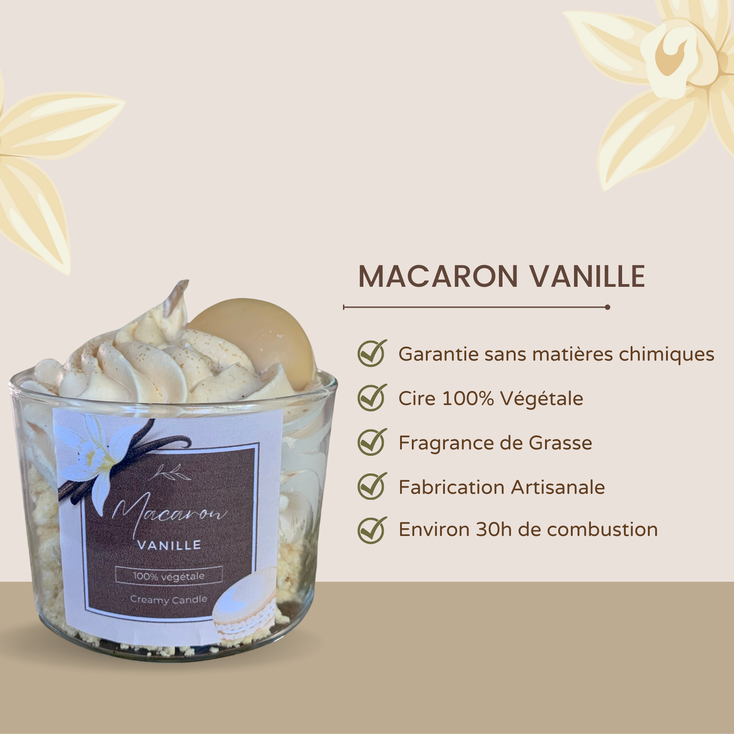 Bougie Macaron vanille