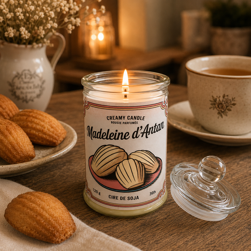 Bougie parfumée artisanale Madeleine d'Antan - Cire de soja - Parfum de Grasse