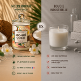 Comparatif entre une bougie parfumée artisanale Monoï Coco en cire de soja et une bougie industrielle