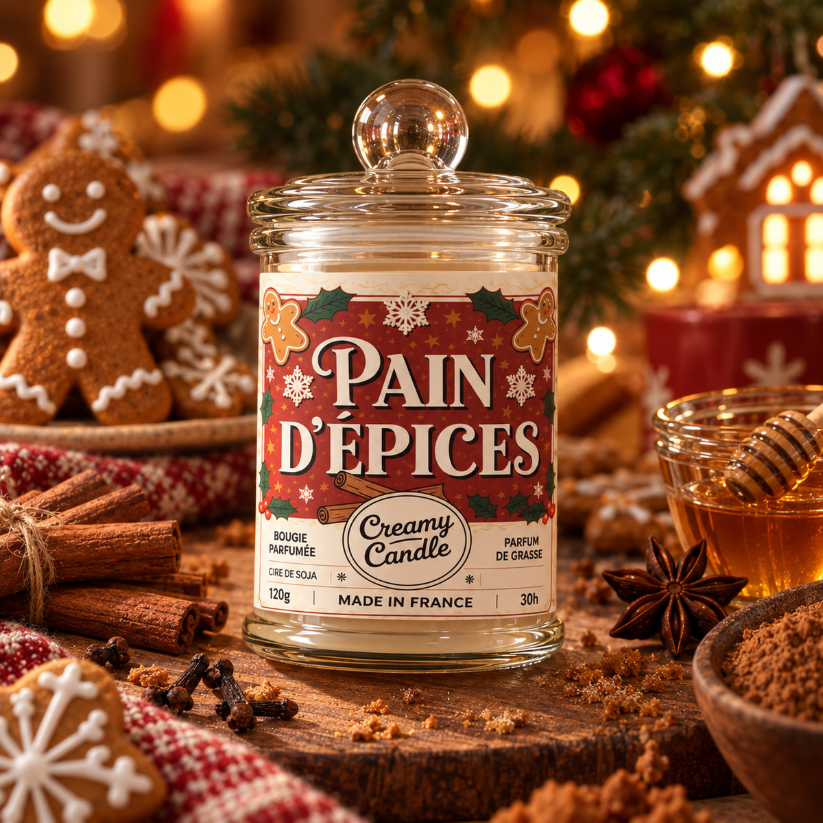 Bougie parfumée artisanale Pain d'Épices - Cire de soja - Parfum de Grasse