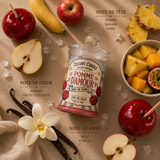 Bougie parfumée Pomme d'Amour avec ses notes olfactives de pomme, poire, banane, ananas et vanille