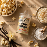 Bougie parfumée Pop-Corn avec ses notes olfactives de pop-corn, riz au lait, vanille et sucre glace