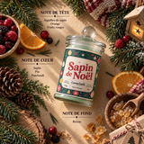 Bougie parfumée artisanale Sapin de Noël - Cire de soja - Parfum de Grasse